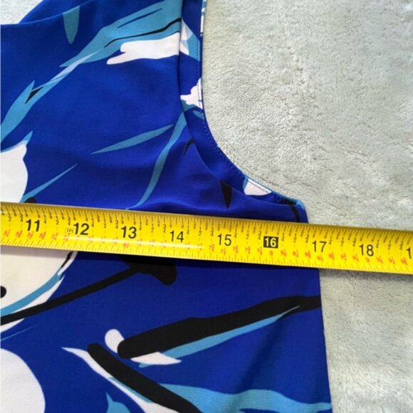 Lauren Ralph Lauren Blue Floral Summer Sleeveless Stretch Dress - Picture 9 of 12